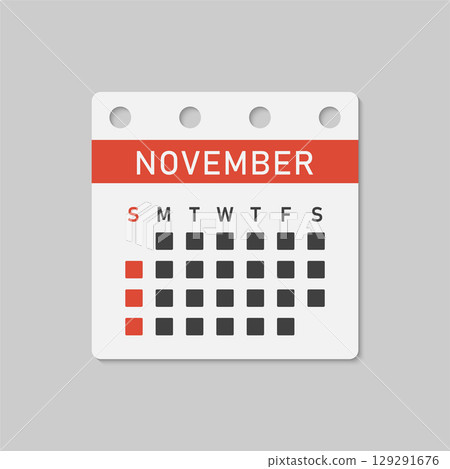 Vector template icon page calendar, month November 129291676