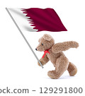 Qatar flag being carried by a cute teddy bear 129291800