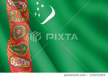 Turkmenistan waving flag 3d illustration 129291803