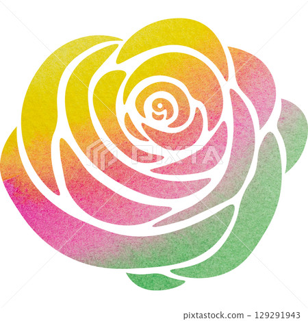 Beautiful watercolor rose icon image illustration 129291943