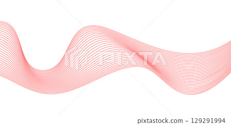 Elegant red wave pattern flowing across a white background. Vector illustration 129291994