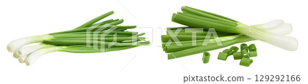 Green onion isolated on the white background with full depth of field 129292166