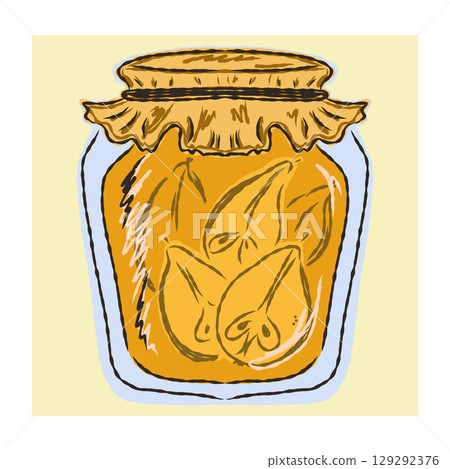 jar of honey, glass jar 129292376