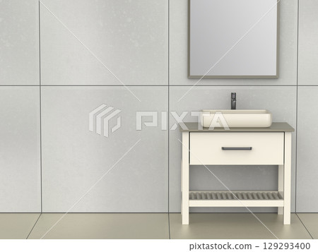 Wash basin cabinet with faucet and mirror 129293400