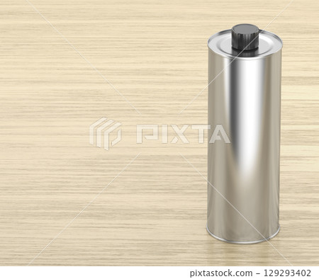 Blank silver round tin bottle 129293402