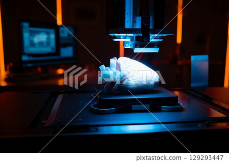 Translucent 3d-printed cardiac model, advanced bioprinting technology in laboratory 129293447