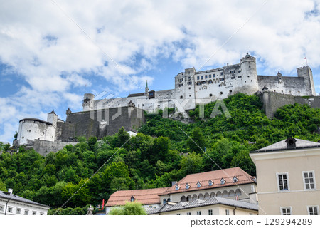 Historic old town of Salzburg and Hohensalzburg Fortress atop the Festungsberg hill in Salzburg, Austria Historic old town of Salzburg and Hohensalzburg Fortress atop the Festungsberg hill in Salzburg, Austria 129294289
