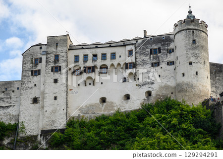 Historic old town of Salzburg and Hohensalzburg Fortress atop the Festungsberg hill in Salzburg, Austria 129294291