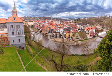 Old Town Panorama of Cesky Krumlov Czech Republic 129294544