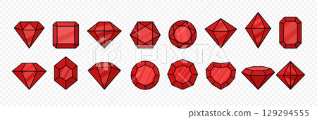 Vector Gemstone Shapes and Gemstone Cuts Set with Outline for Jewelry Design. Gemstone Illustration - Diamond, Emerald, Round, Heart, Octagon, Geometric Crystal Line Art, Isolated Vector Gemstone Shapes and Gemstone Cuts Set with Outline for Jewelry Design. Gemstone Illustration - Diamond, Emerald, Round, Heart, Octagon, Geometric Crystal Line Art, Isolated 129294555