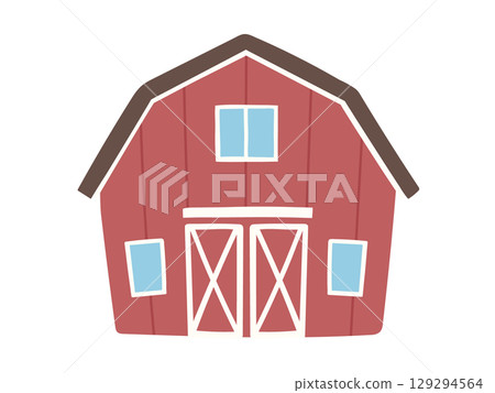 A simple illustration of a stylish house with a red roof A simple illustration of a stylish house with a red roof 129294564