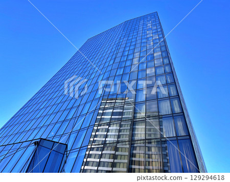 Modern residential and office buildings on one of the principal streets in the city "Slovenska Cesta", Ljubljana 129294618