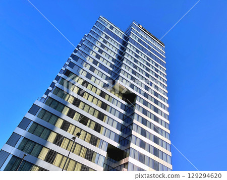 Modern residential and office buildings on one of the principal streets in the city "Slovenska Cesta", Ljubljana 129294620