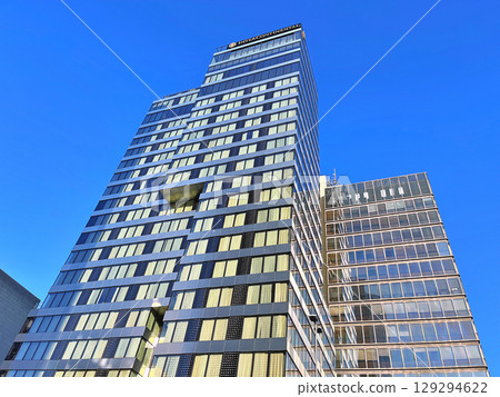Modern residential and office buildings on one of the principal streets in the city "Slovenska Cesta", Ljubljana 129294622