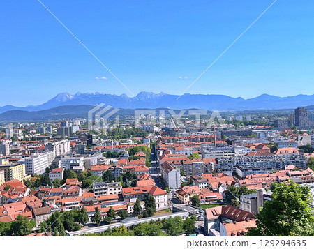 Panoramic View of city Ljubljana from Ljubljana castle - Slovenia Panoramic View of city Ljubljana from Ljubljana castle - Slovenia 129294635