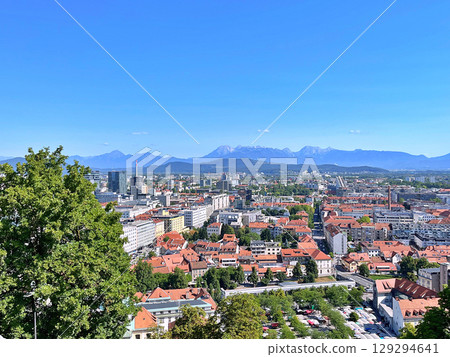 Panoramic View of city Ljubljana from Ljubljana castle - Slovenia Panoramic View of city Ljubljana from Ljubljana castle - Slovenia 129294641