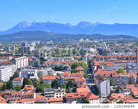 Panoramic View of city Ljubljana from Ljubljana castle - Slovenia Panoramic View of city Ljubljana from Ljubljana castle - Slovenia 129294644