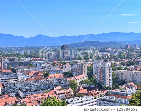 Panoramic View of city Ljubljana from Ljubljana castle - Slovenia 129294652