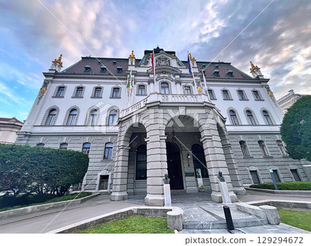 University of Ljubljana and city centre view, Slovenia 129294672