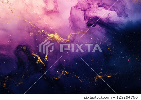 Abstract cosmic mist swirling with vibrant colors, deep space aesthetic, nebula-inspired gradients 129294766