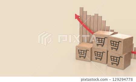 The Card box and chart for shopping transportation on line concept 3d Rendering. The Card box and chart for shopping transportation on line concept 3d Rendering. 129294778