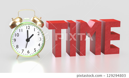 The Alarm clock and Text for Time concept 3d Rendering. 129294803