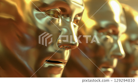 The Gold face for Abstract Background concept 3d Rendering. 129294810