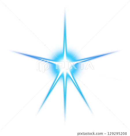透明背景上的藍色星形光效 129295208