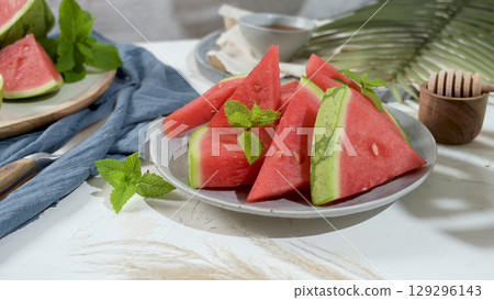 Fresh ripe sliced watermelon 129296143