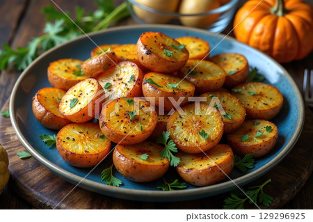 Roasted potatoes with herbs. Roasted potatoes with herbs. 129296925