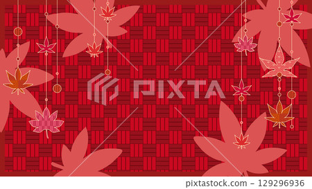 美麗的秋葉日式插畫背景 美麗的秋葉日式插畫背景 129296936