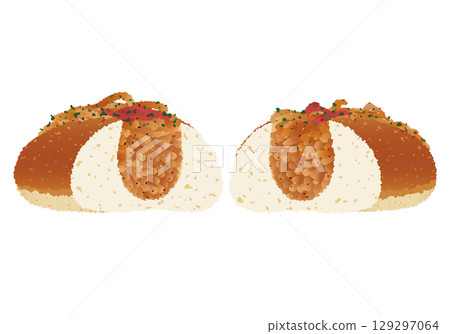 炒麵麵包切成兩半 129297064