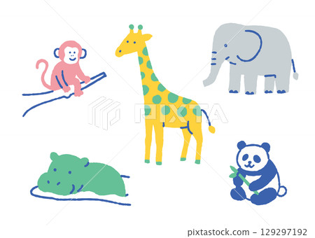 Cute and popular animal set_color Cute and popular animal set_color 129297192