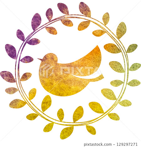 Beautiful watercolor olive and bird icon image illustration 129297271