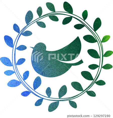 美麗的水彩畫橄欖和鳥圖示圖像插圖 129297280