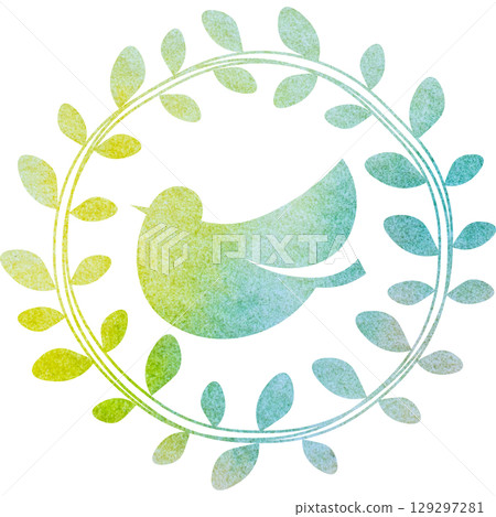Beautiful watercolor olive and bird icon image illustration 129297281