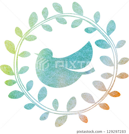 Beautiful watercolor olive and bird icon image illustration 129297283