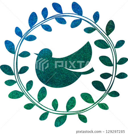 Beautiful watercolor olive and bird icon image illustration 129297285