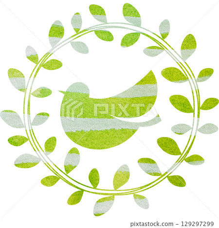 美麗的水彩畫橄欖和鳥圖示圖像插圖 129297299
