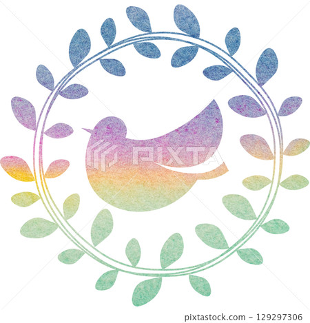 Beautiful watercolor olive and bird icon image illustration 129297306