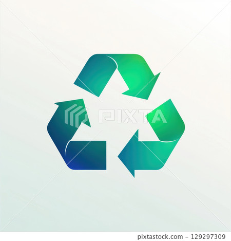 symbol background green stylized recycling white 129297309