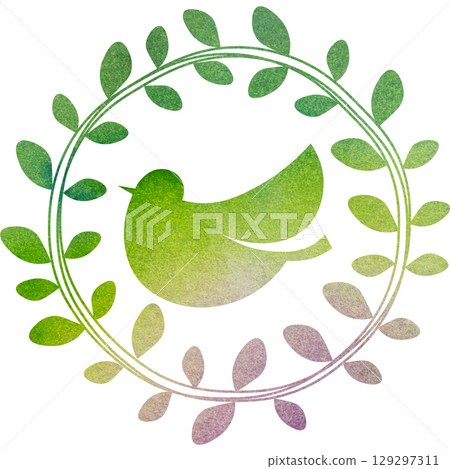 Beautiful watercolor olive and bird icon image illustration 129297311