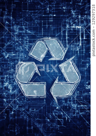 symbol background blueprint drawing stylized recycling 129297318