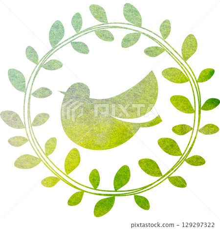 Beautiful watercolor olive and bird icon image illustration 129297322