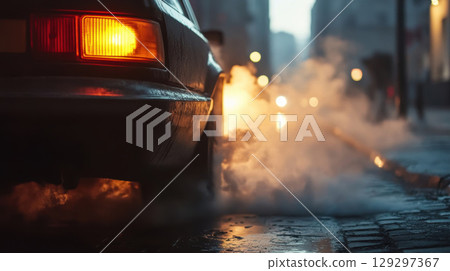 cars rear end city street dawn 129297367