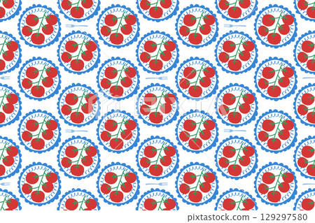 Flat vector tomato branch seamless pattern Flat vector tomato branch seamless pattern 129297580