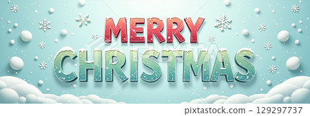Festive holiday text with snow. Festive holiday text with snow. 129297737