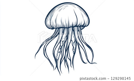 illustration style touch flair detailed jellyfish 129298145