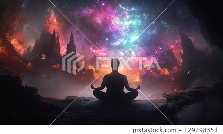 person nebula stretches scene digital artwork 129298351