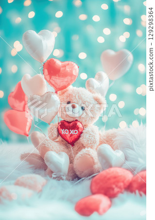 bear balloons background turquoise effect image 129298364